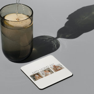Modern Collage Photo & Happy Fathers Day Best Gift Square Paper Coaster