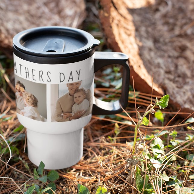 Modern Collage Photo & Happy Fathers Day Best Gift Travel Mug (Creator Uploaded)