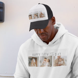 Modern Collage Photo & Happy Fathers Day Best Gift Trucker Hat