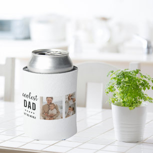 Modern Collage Photo Happy Fathers Day Gift Can Cooler
