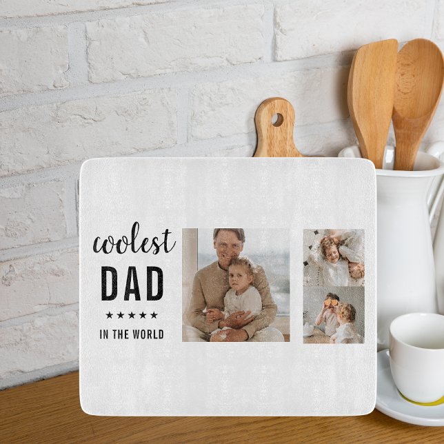 Modern Collage Photo Happy  Fathers Day Gift Cutting Board (Creator Uploaded)