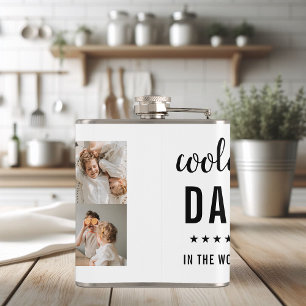 Modern Collage Photo Happy Fathers Day Gift Hip Flask