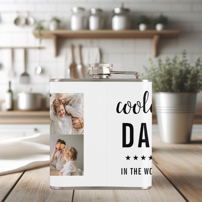 Modern Collage Photo Happy  Fathers Day Gift Hip Flask (Creator Uploaded)