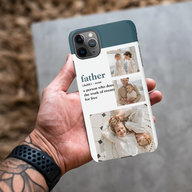 Modern Collage Photo Happy Fathers Day Gift iPhone Case (Creator Uploaded)