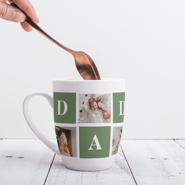Modern Collage Photo & Happy Fathers Day Gift Latte Mug (Creator Uploaded)