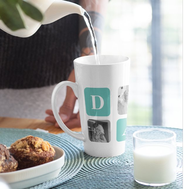 Modern Collage Photo  Happy Fathers Day Gift Latte Mug (Creator Uploaded)