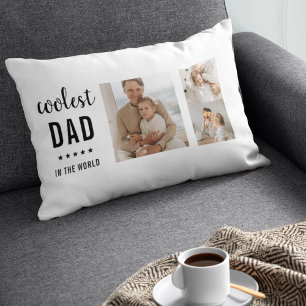 Modern Collage Photo Happy  Fathers Day Gift Lumbar Cushion