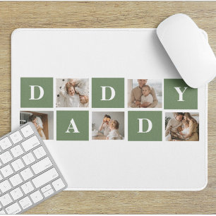 Modern Collage Photo & Happy Fathers Day Gift Mouse Pad