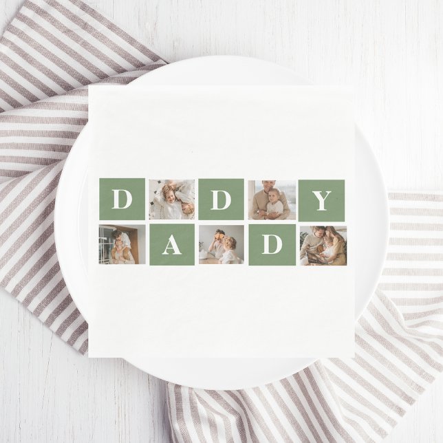 Modern Collage Photo & Happy Fathers Day Gift Napkin (Creator Uploaded)
