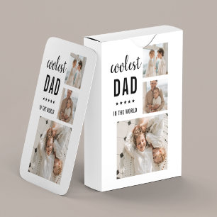 Modern Collage Photo Happy  Fathers Day Gift Playing Cards