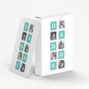 Modern Collage Photo  Happy Fathers Day Gift Playing Cards