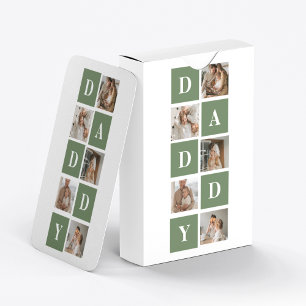 Modern Collage Photo & Happy Fathers Day Gift Playing Cards