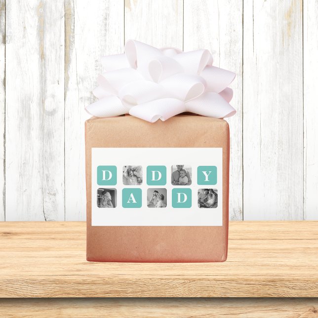 Modern Collage Photo  Happy Fathers Day Gift Rectangular Sticker (Creator Uploaded)