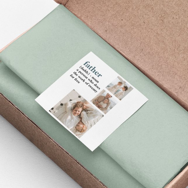 Modern Collage Photo Happy Fathers Day Gift Square Sticker (Creator Uploaded)