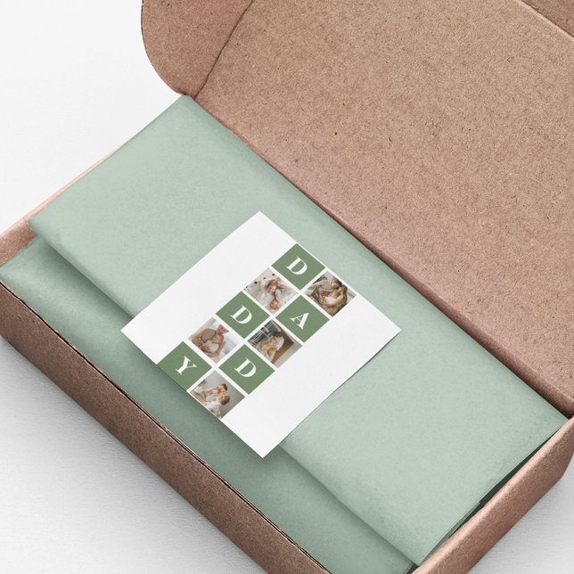 Modern Collage Photo & Happy Fathers Day Gift Square Sticker (Creator Uploaded)