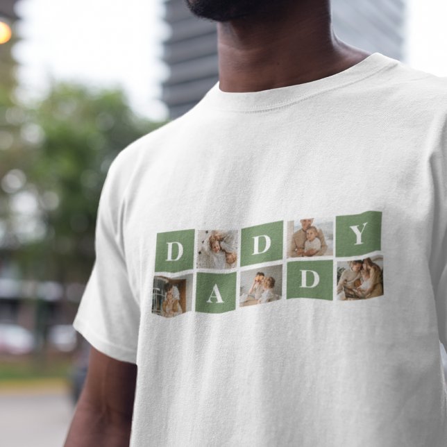 Modern Collage Photo & Happy Fathers Day Gift T-Shirt (Creator Uploaded)