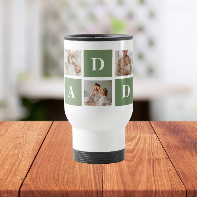 Modern Collage Photo & Happy Fathers Day Gift Travel Mug (Creator Uploaded)