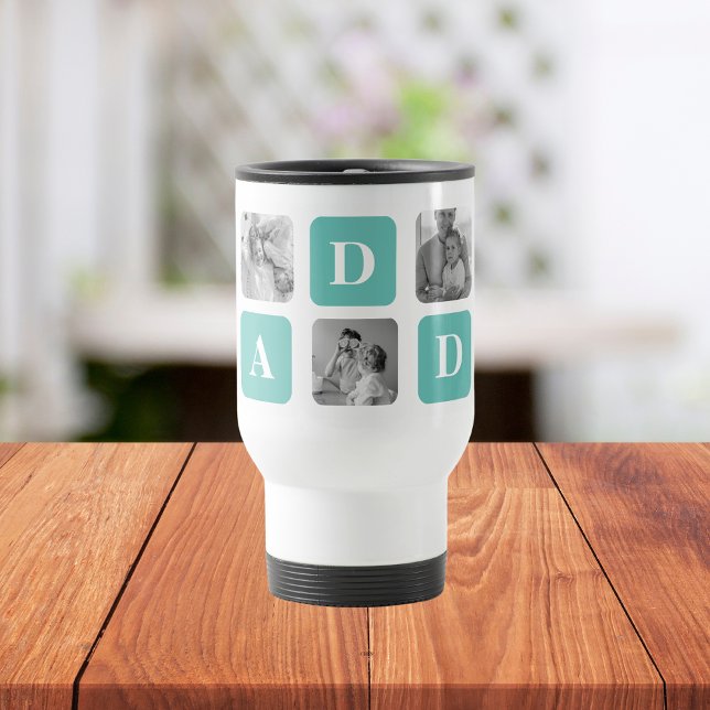 Modern Collage Photo  Happy Fathers Day Gift Travel Mug (Creator Uploaded)