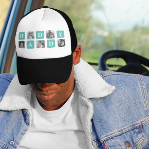 Modern Collage Photo  Happy Fathers Day Gift Trucker Hat