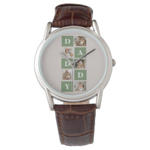 Modern Collage Photo & Happy Fathers Day Gift Watch