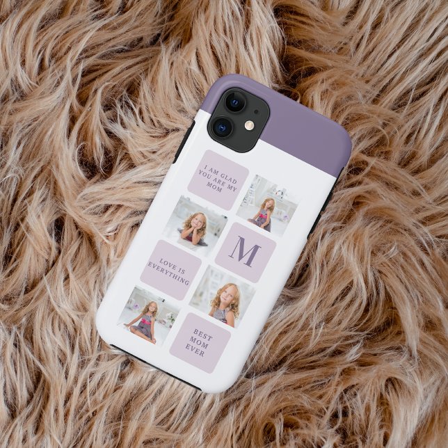 Modern Collage Photo Happy Mothers Day Purple Gift Case-Mate iPhone Case (Creator Uploaded)
