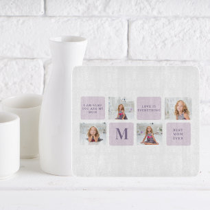 Modern Collage Photo Happy Mothers Day Purple Gift Cutting Board