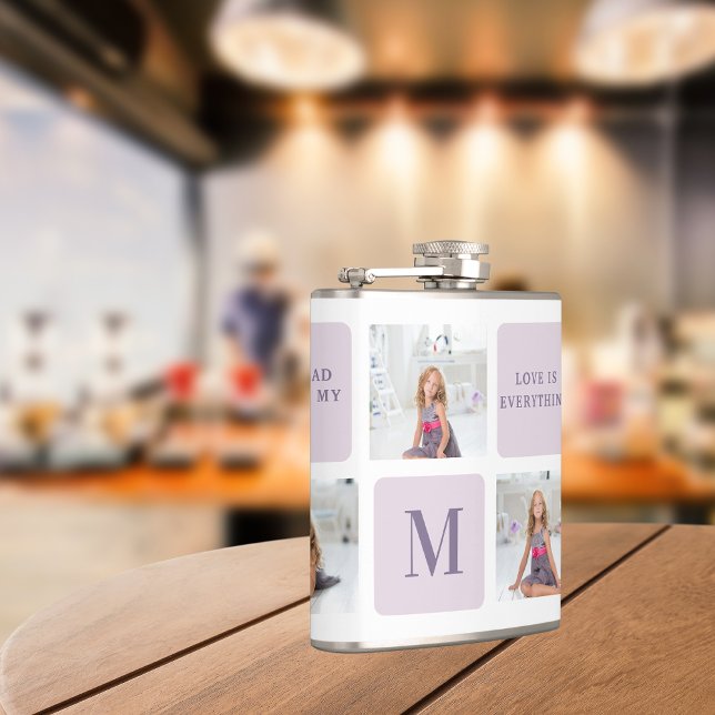 Modern Collage Photo Happy Mothers Day Purple Gift Hip Flask (Creator Uploaded)