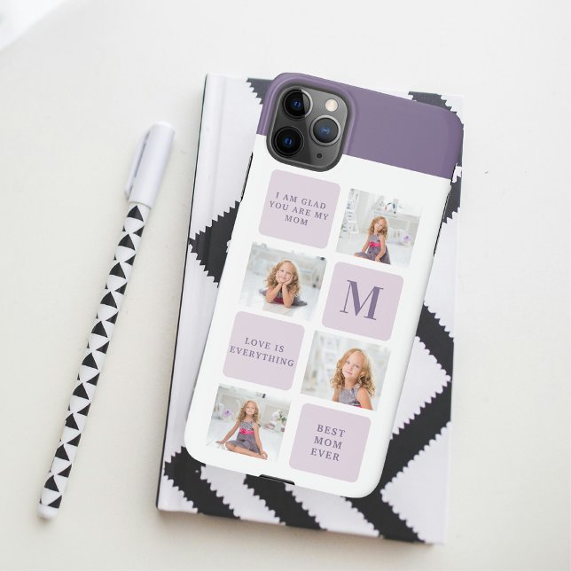 Modern Collage Photo Happy Mothers Day Purple Gift iPhone Case (Creator Uploaded)