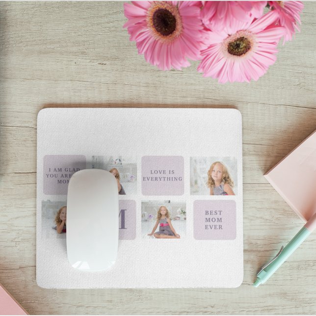 Modern Collage Photo Happy Mothers Day Purple Gift Mouse Pad (Creator Uploaded)