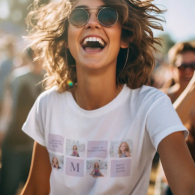 Modern Collage Photo Happy Mothers Day Purple Gift T-Shirt (Creator Uploaded)