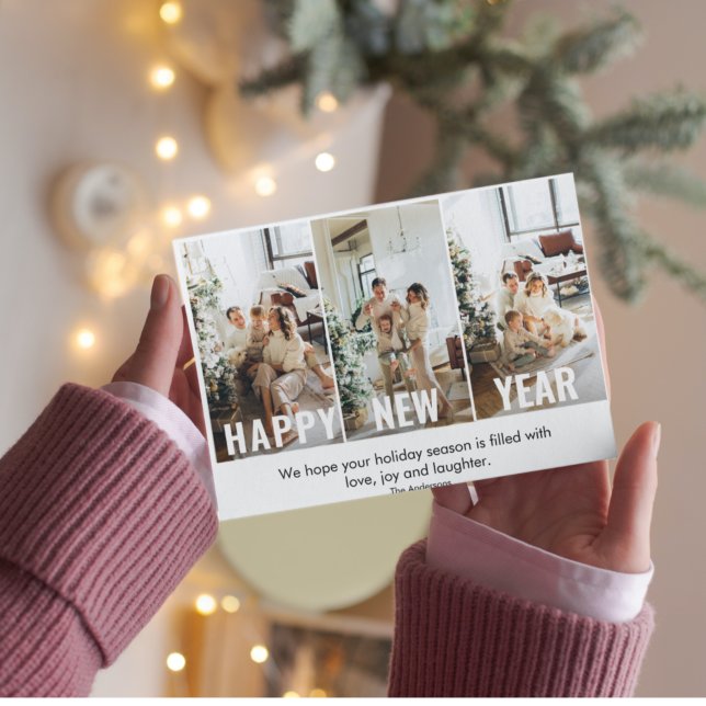 Modern Collage Photo & Happy New Year Postcard (Creator Uploaded)