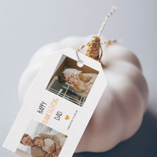 Modern Collage Photo & Happy Thanksgiving Dad Gift Tags