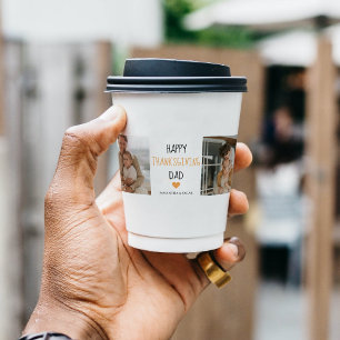 Modern Collage Photo & Happy Thanksgiving Dad Paper Cups