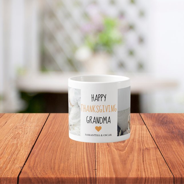 Modern Collage Photo Happy Thanksgiving Grandma Espresso Cup (Creator Uploaded)