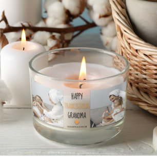 Modern Collage Photo Happy Thanksgiving Grandma Rectangular Sticker