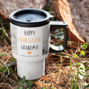 Modern Collage Photo Happy Thanksgiving Grandma Travel Mug