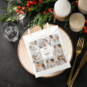 Modern Collage Photo Happy Thanksgiving Grandpa Favour Bags