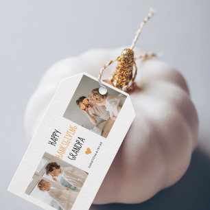 Modern Collage Photo Happy Thanksgiving Grandpa Gift Tags