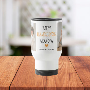 Modern Collage Photo Happy Thanksgiving Grandpa Travel Mug