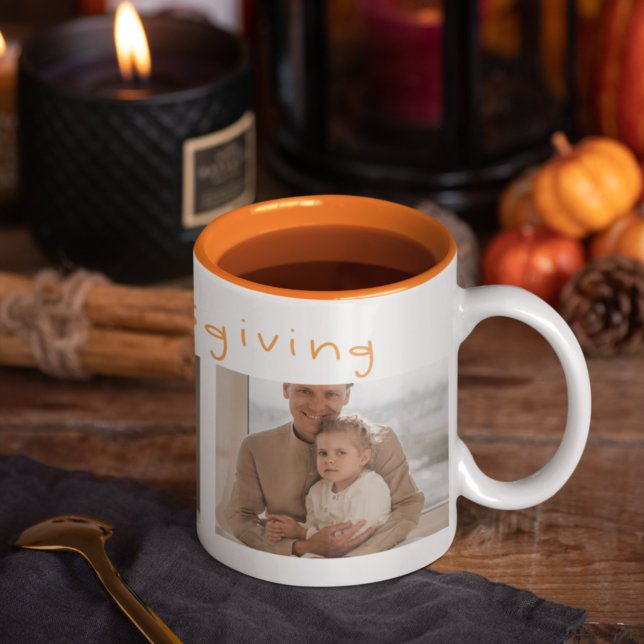 Modern Collage Photo & Happy Thanksgiving Mug (Creator Uploaded)