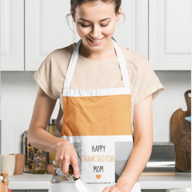 Modern Collage Photo Happy Thanksgiving Mum Apron (Creator Uploaded)
