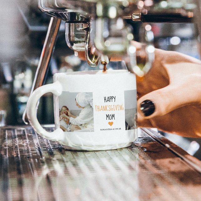 Modern Collage Photo Happy Thanksgiving Mum Espresso Cup (Creator Uploaded)