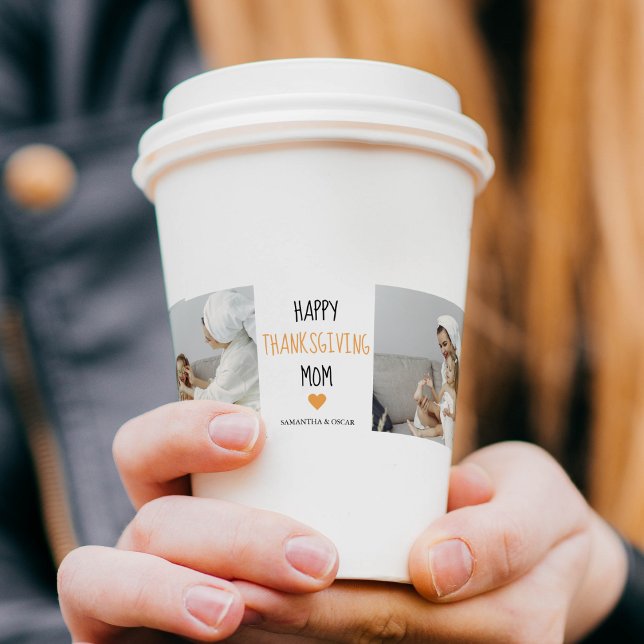 Modern Collage Photo Happy Thanksgiving Mum Paper Cups (Creator Uploaded)