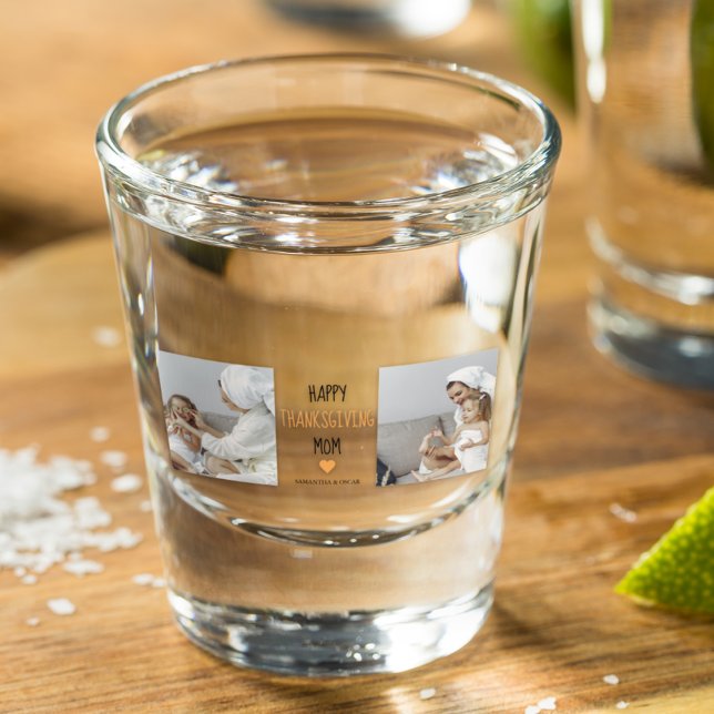 Modern Collage Photo Happy Thanksgiving Mum Shot Glass (Creator Uploaded)