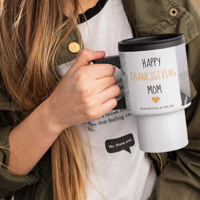 Modern Collage Photo Happy Thanksgiving Mum Travel Mug (Creator Uploaded)