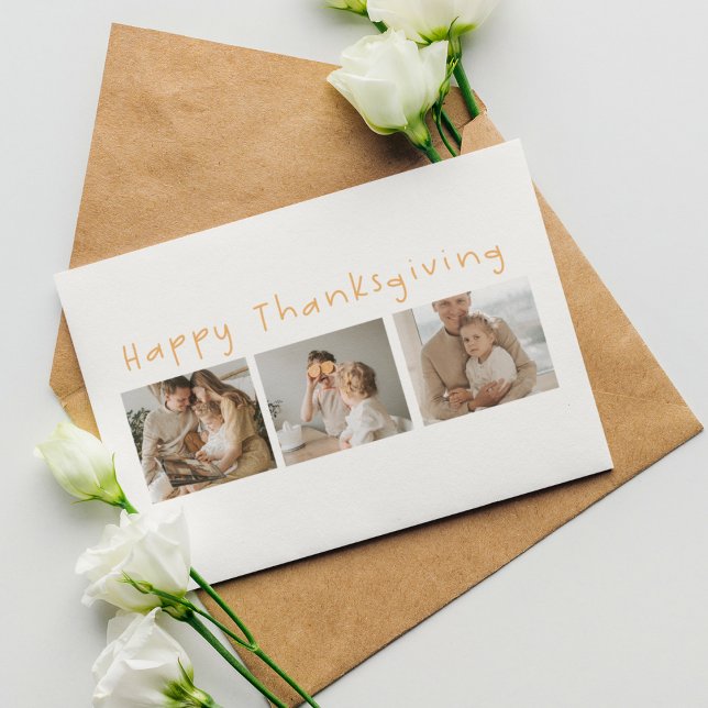 Modern Collage Photo & Happy Thanksgiving Postcard (Creator Uploaded)