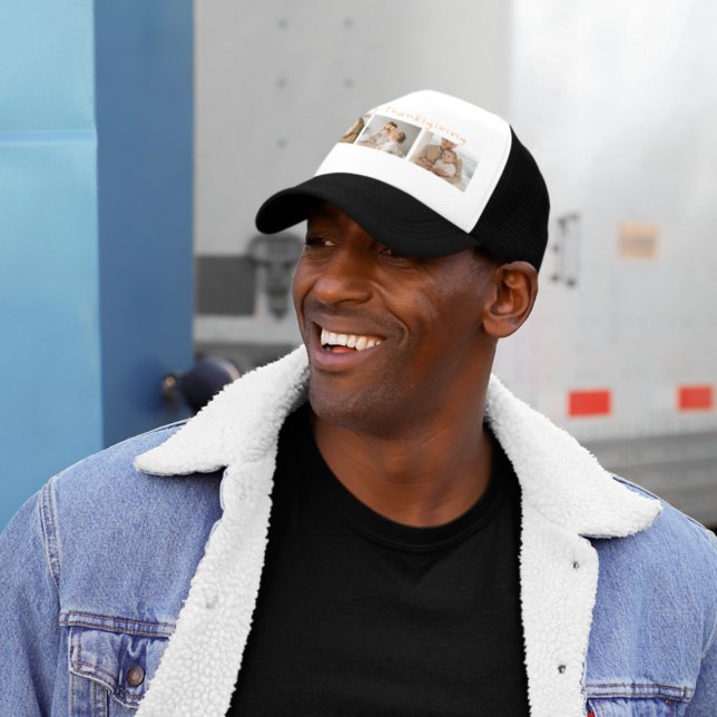 Modern Collage Photo & Happy Thanksgiving Trucker Hat (Creator Uploaded)