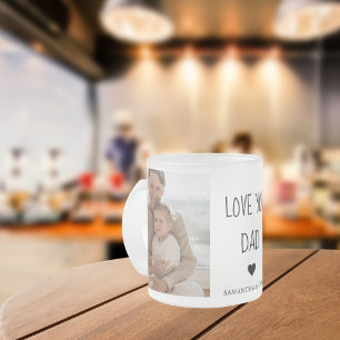 Modern Collage Photo & Love You Dad Gift Frosted Glass Coffee Mug
