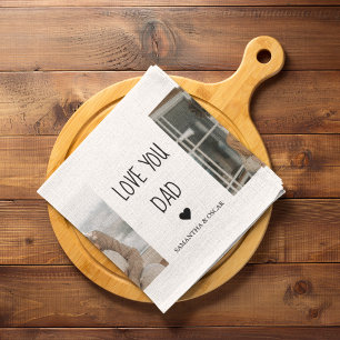 Modern Collage Photo & Love You Dad Gift Tea Towel