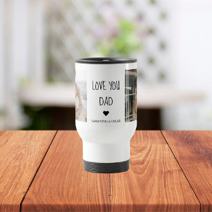 Modern Collage Photo & Love You Dad Gift Travel Mug